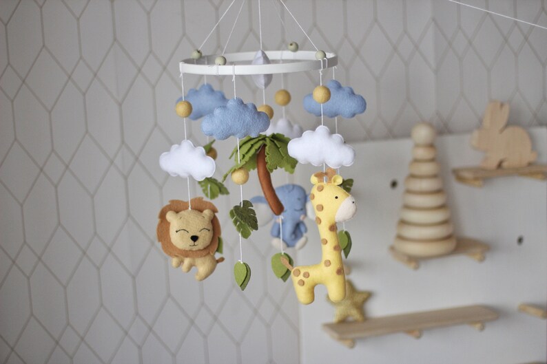 Hanging baby mobile felt for boy.Baby crib mobile with jungle Etsy