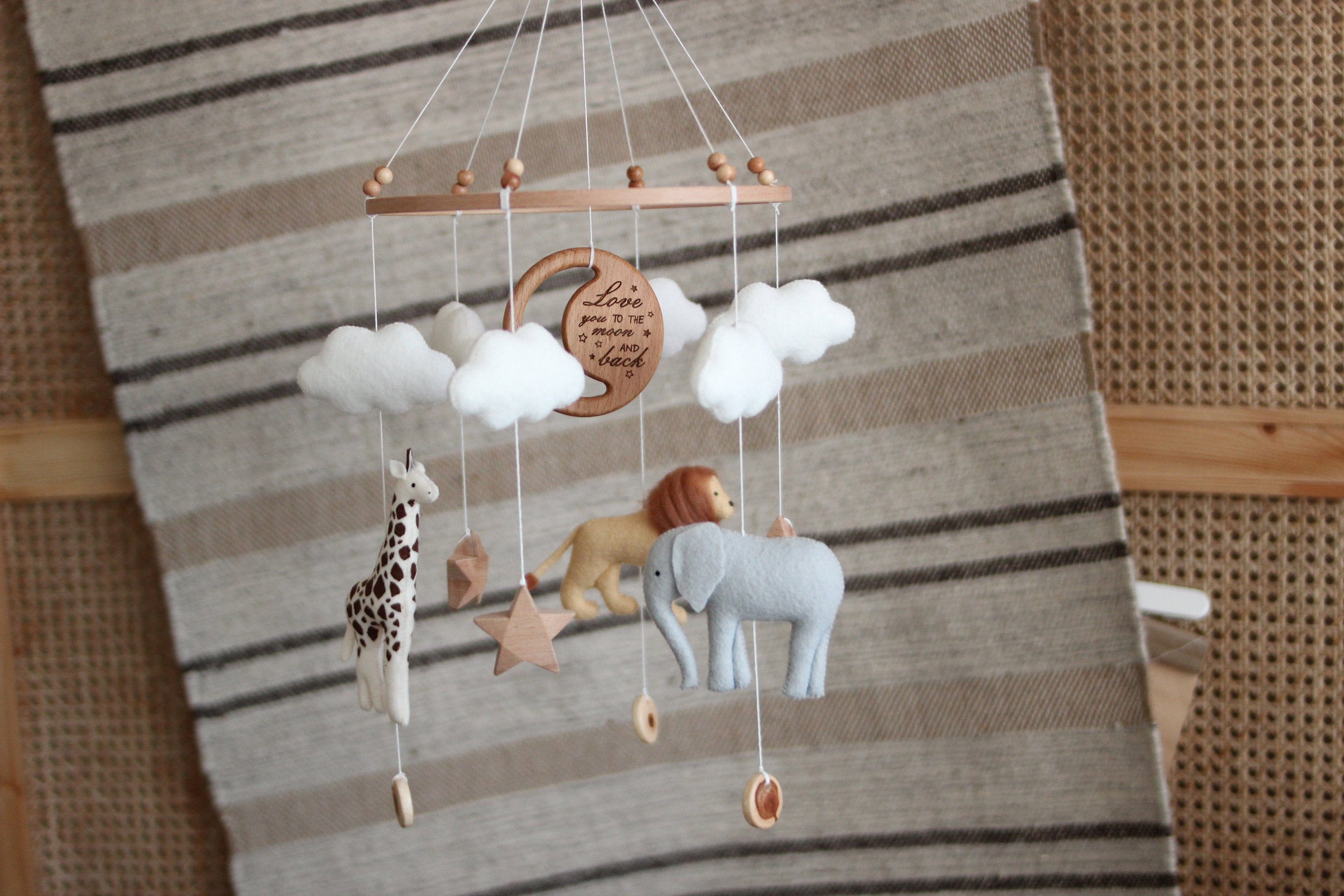 Safari baby mobile Wooden mobile Jungle mobile Tropical Etsy