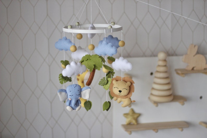 Hanging baby mobile felt for boy.Baby crib mobile with jungle Etsy