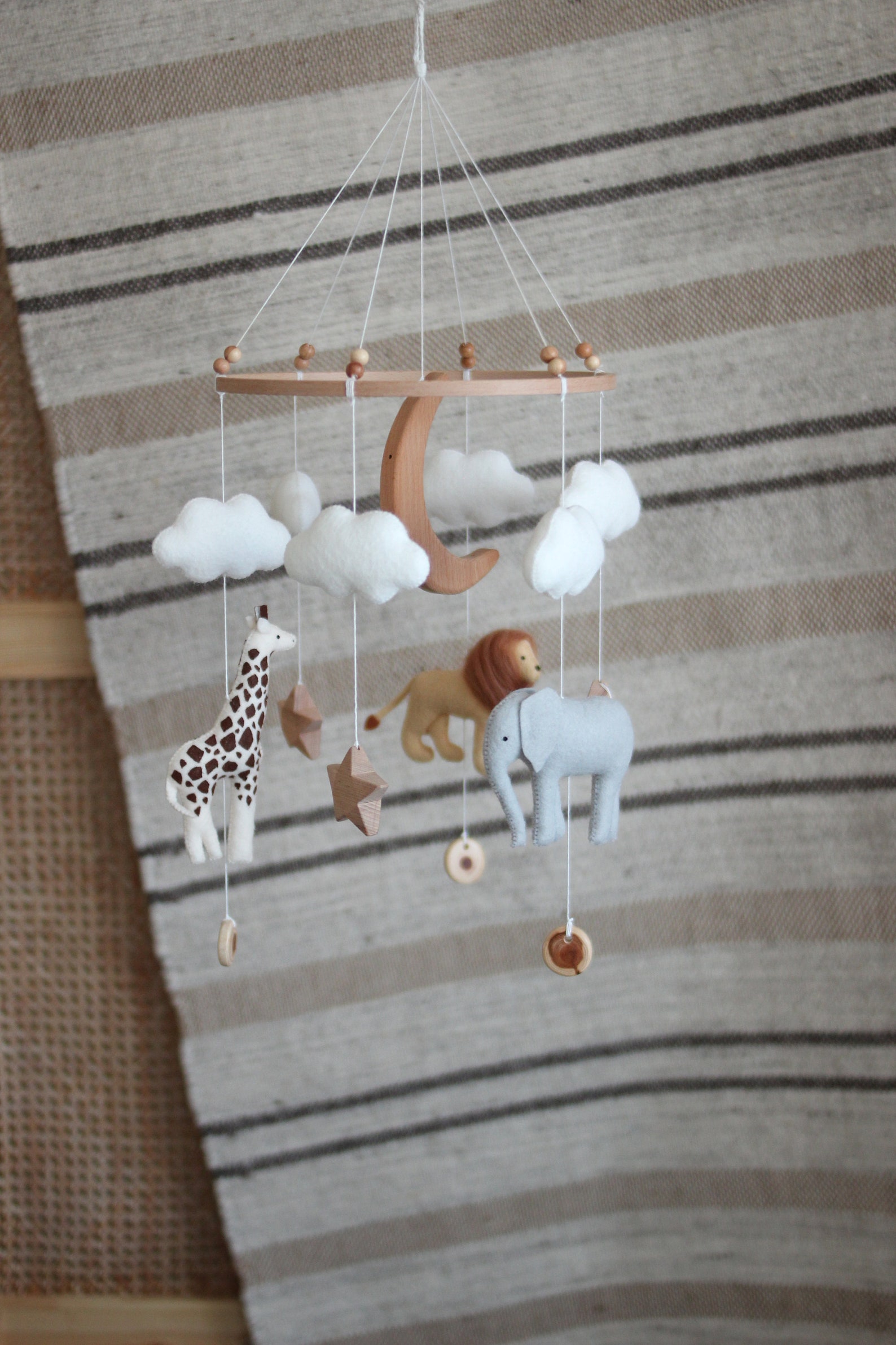 Safari baby mobile Wooden baby mobile Africa nursery toy Etsy