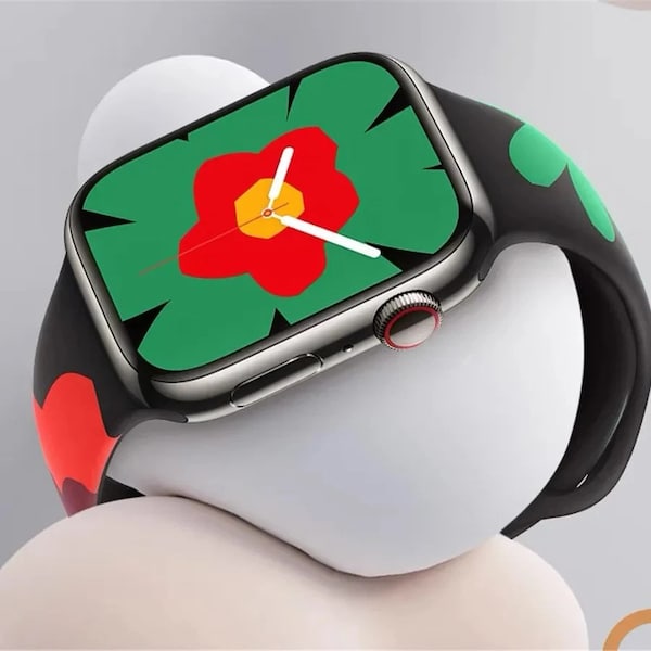 Bracelet de montre en silicone noir Unity Bloom de qualité supérieure pour Apple Watch Series