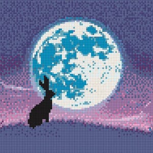 Moon Gazing Hare Cross Stitch Pattern instant digital download