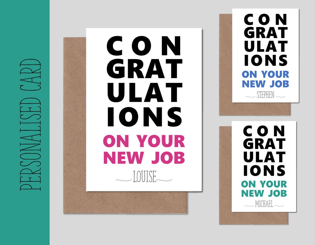 Personalised New Job Card Congratulations Card - Etsy
