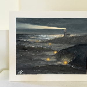 Let the Lower Lights Be Burning – Christian Lighthouse Print, Brightly Beams our Father&#39;s Mercy, Religious Wall Decor, Nautical Faith Art