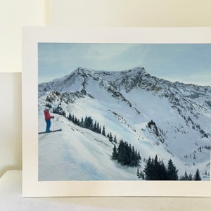 Snowbird Utah Print, Skier Painting, Snow Wall Art, Skiing Wall Art, Christmas gift for men, Christmas Gift for Women, Ski snowboard art