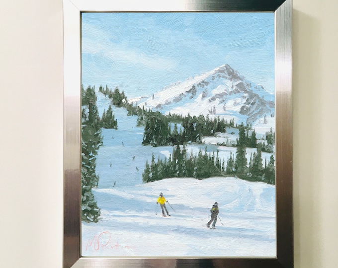 Dan's Run - Snow Basin, Ski Art Print, Ski Resort, Utah Ski Art, Snowboard Art, Utah Painting Prints, Winter Artwork, Snow Paintings