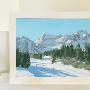 View from Outlaw Express – Sundance Utah Ski Art Print, Winter Mountain Painting, Ski Resort Wall Decor, Snowboard Artwork