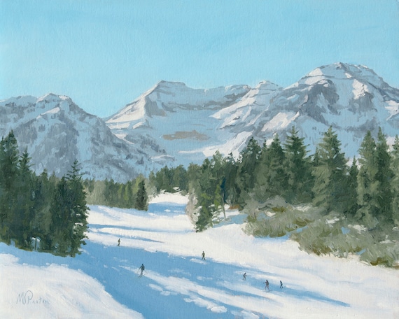 高速 割引 平日 View From Outlaw Express - Sundance, Ski Art Print, Ski 絵画