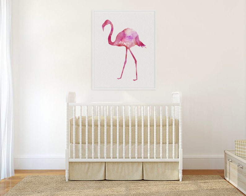 watercolor art tropical bird wall decor Flamingo print pink bird painting watercolor bird print girls room printable art