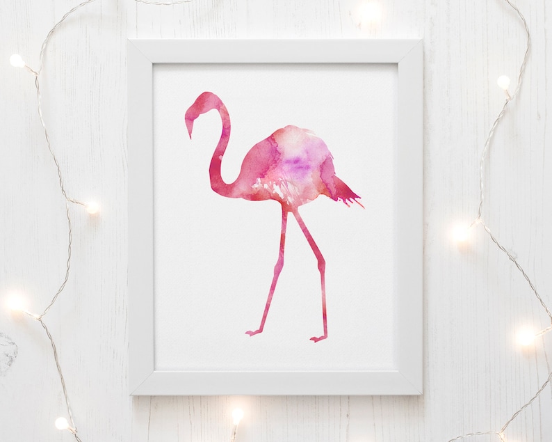watercolor art tropical bird wall decor Flamingo print pink bird painting watercolor bird print girls room printable art