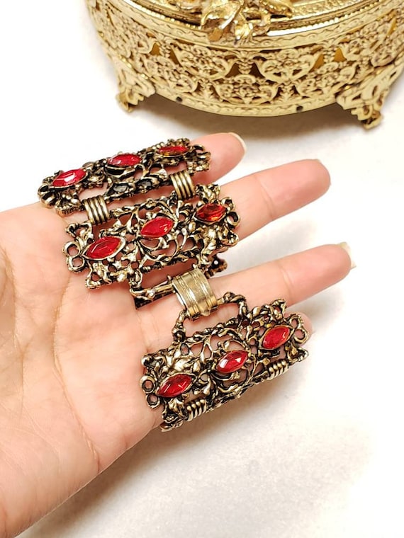 Beautiful Vintage Runway Bracelet Red Stones 30s
