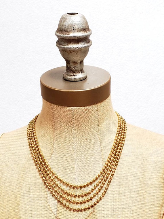 Vintage 1920s 30s Brass Beaded Multistrand Necklac