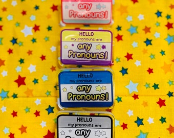 Star Glitter Pronoun Pins (Any Pronouns)