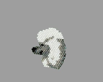 Handcrafted Beaded Poodle Brooch – Leather Backed Dog Show Pin