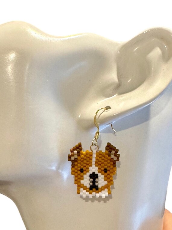 Handwoven Miyuki Delica Glass Beaded Pit Bull Earrings Pit Bull Mom Auction Item Dog Pit Bull Portrait Memorial Pit Bull Caricature Etsy UK