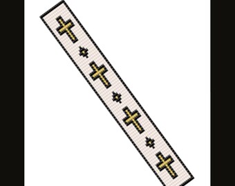 Cross Cuff Bracelet Loom Pattern, Beaded Religious Jewelry (Digital Download)