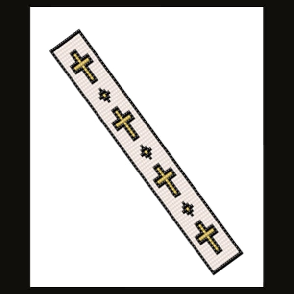 Patrón de telar para pulsera con cruz, joyería religiosa con cuentas (descarga digital)