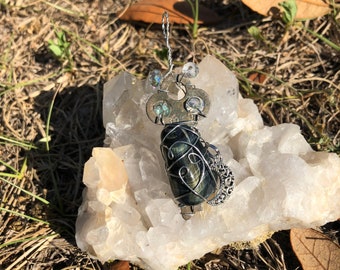 Blue Tiger Eye Key Pendant