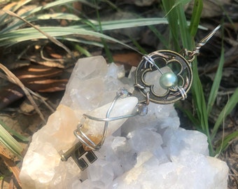 Citrine key pendant