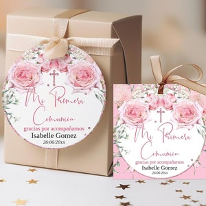 Blush Rose Mikämme Runde und quadratische Etiketten - Perfekte Taufe Gastgeschenke, GGB3