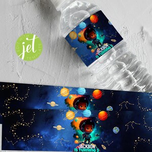 Geburtstags-Wasserflaschenetiketten mit Astronaut, Weltraum-Reisende-Wasserflaschenverpackung, OST1-Geburtstagsgeschenk