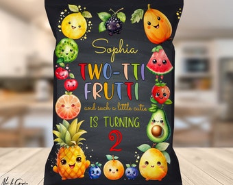 Adorable Twotti Frutti Cutie Chip Bag Wrapper - Personalize Your Second Birthday Party with Editable Template, TFC1