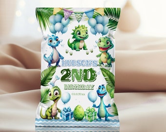 Fun Dino-Themed Happy Birthday Potatoes Wrapper Bag - Editable Boys' Treat Bag, DBT3