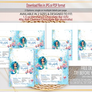 EDITABLE Mermaid Chocolate Bar Wrapper, Under the Sea Chocolate Wrapper ...