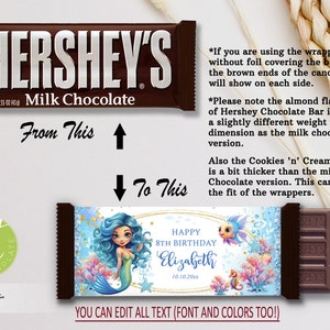 EDITABLE Mermaid Chocolate Bar Wrapper, Under the Sea Chocolate Wrapper ...