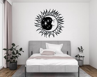 Decorative Moon and Sun Vinyl Wall Graphic Decal Sticker