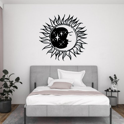 Moon and Sun Decal / Moon Wall Decal / Moon and Sun Poster / Etsy