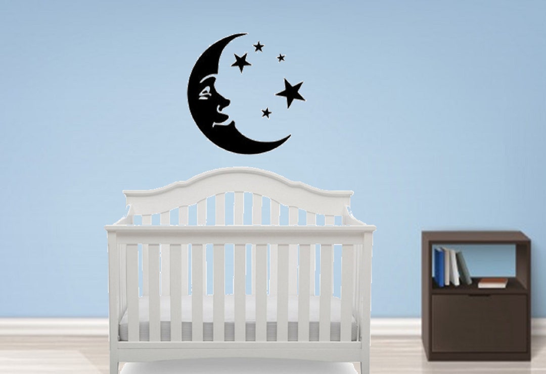 Moon and Stars Decal / Moon Wall Decal / Stars Wall Decal / Etsy