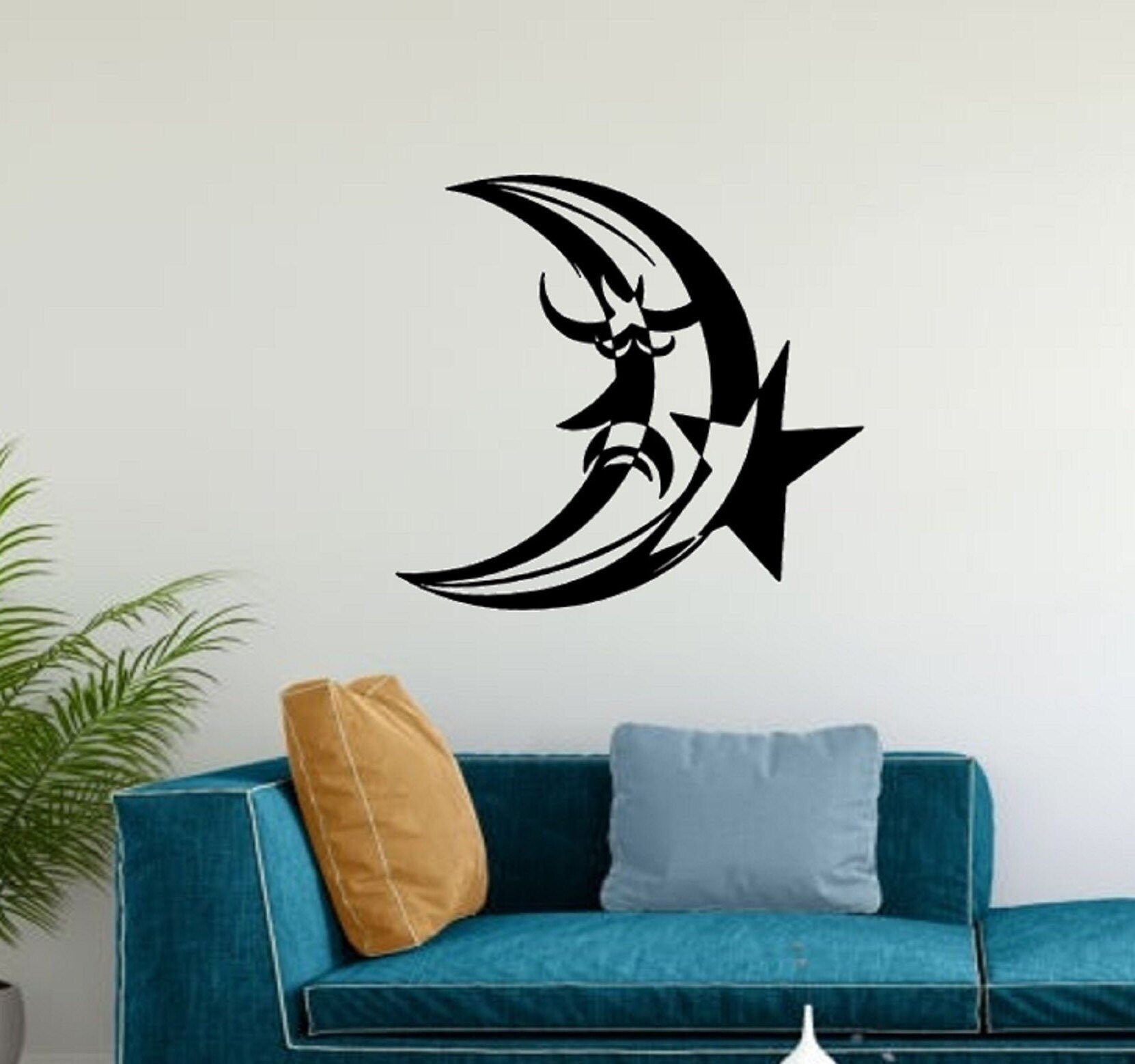 Moon and Star Decal / Moon Wall Decal / Star Decal / Moon Etsy
