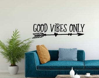 Good Vibes Only Quote Phrase Full Color Wall Vinyl Sticker Decal Mural Art Decor KH0322