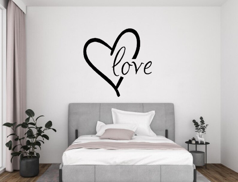 Love Wall Decal / Heart Wall Decal / Bedroom Wall Decal / Etsy