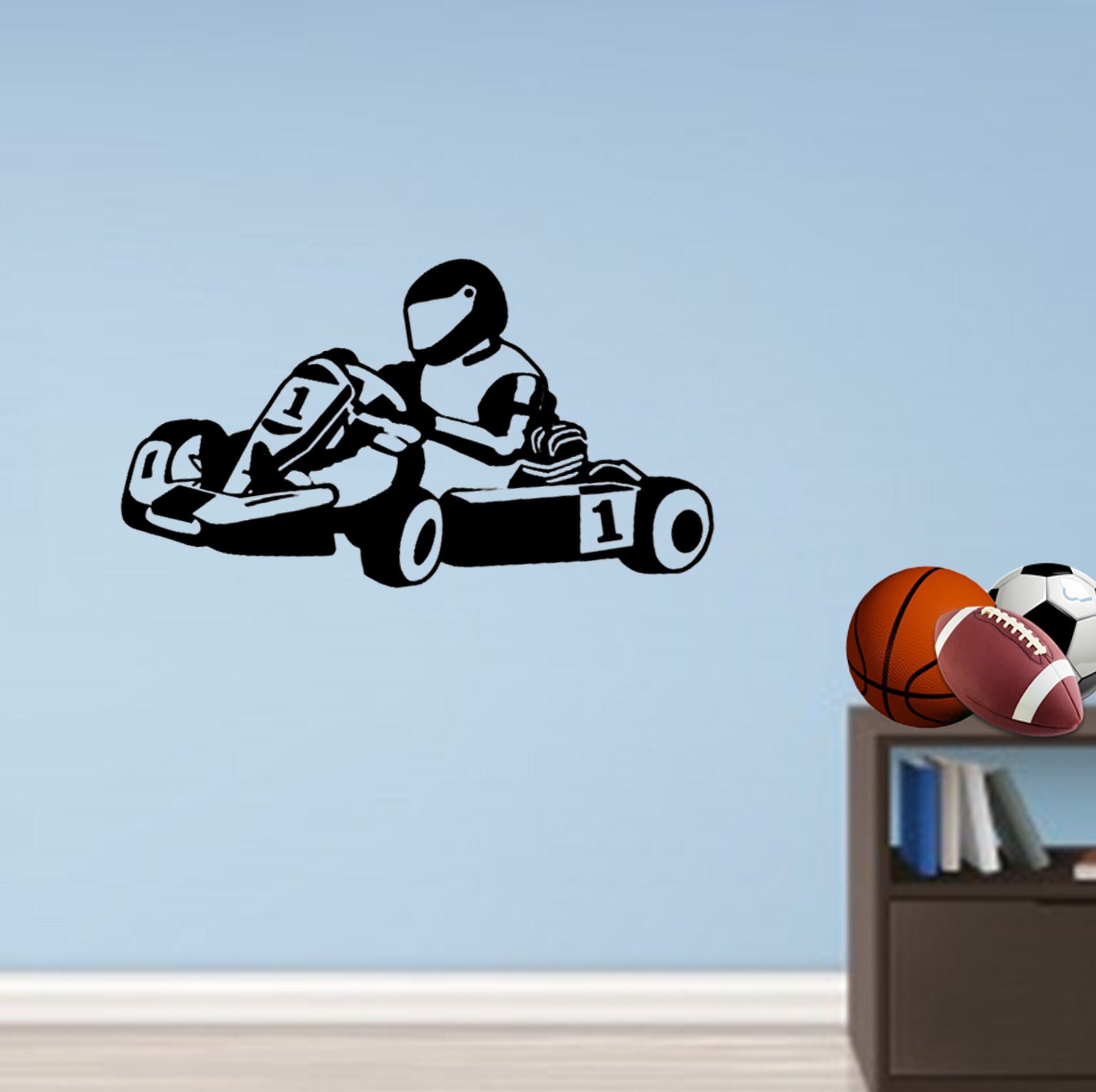 Go Kart Wall Stickers Transfer Graphic Decal Decor Art Stencils Boy Room Karting 