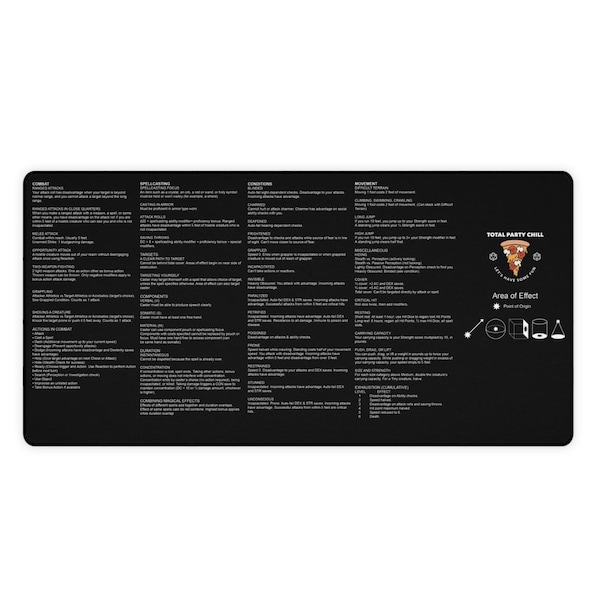 5e DnD Player Mat (Black)