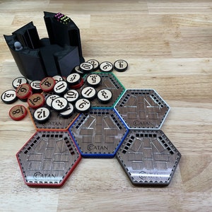 6 Color Matched Game Piece Holder Set with carrying Case