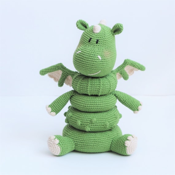 Dragon amigurumi pattern: Stacking Toy Rings, Crochet dragon toys for baby, PDF Crochet pattern English, French