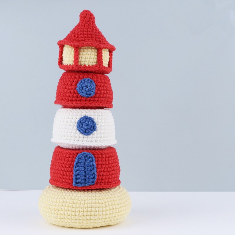 Crochet toy pattern Lighthouse stacker Stacking Toy for baby Etsy