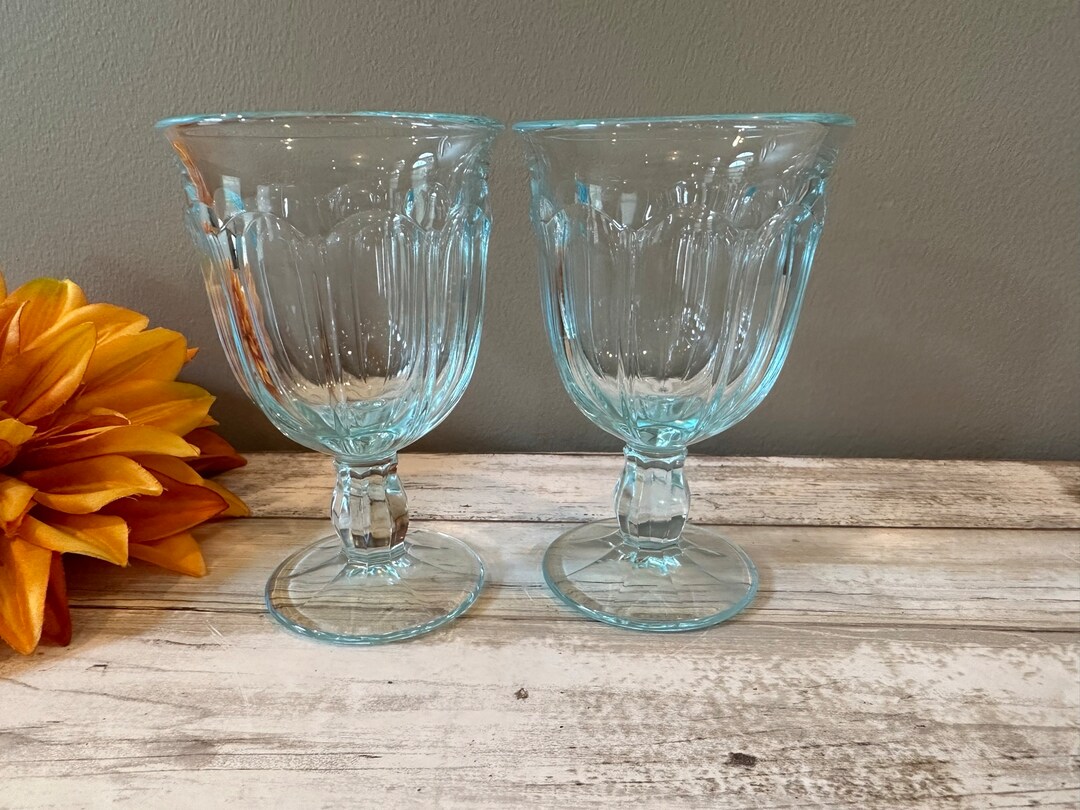 Vintage Noritake Provincial Wine Glasses Light Blue Etsy