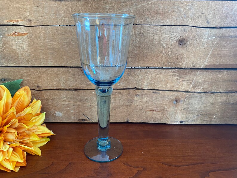 10 oz. Handblown Set of 5-8 58 Tall Tall Blue Wine Glasses