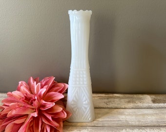 Vintage - Milk Glass - Art Deco- Square Bottom - Vase - 8 3/4" Tall - FOUR Available - Unusual!