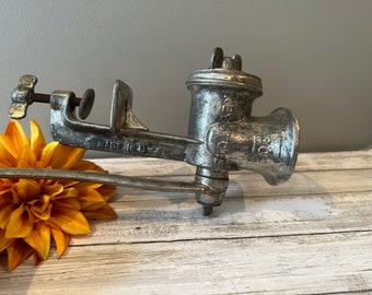 Vintage Sausage Extruder : Large Tin Metal Wood Plunger Kitchen Tool  Utensil Meat Stuffer Beef Venison Buffalo Early 1900s Late 1800s 