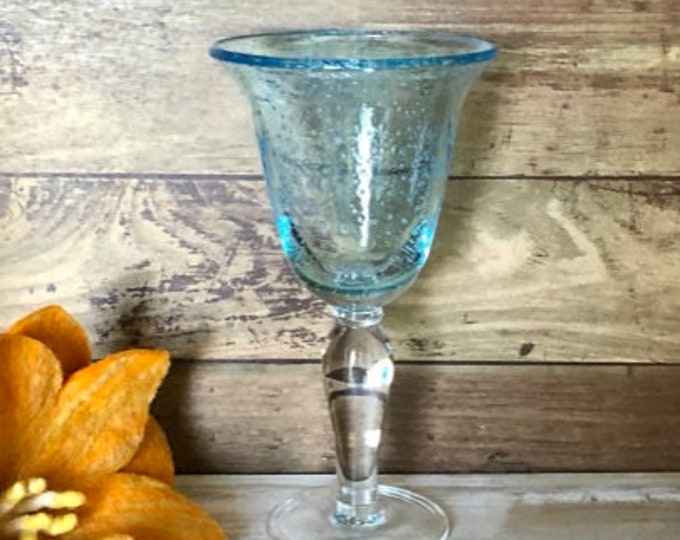 Light Blue Bubble Glass Water Goblets One Available Etsy