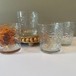 Vintage - Libbey - Clear Crinkle Glass - Old Fashioned - Set of 4 - TWO Sets Available  - 12 oz. - 3 7/8&quot; Tall