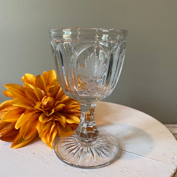 Antique - 1860's -  Boston & Sandwich - Magnet and Grape - Clear - Water Goblet - 6 3/8" Tall - GORGEOUS!