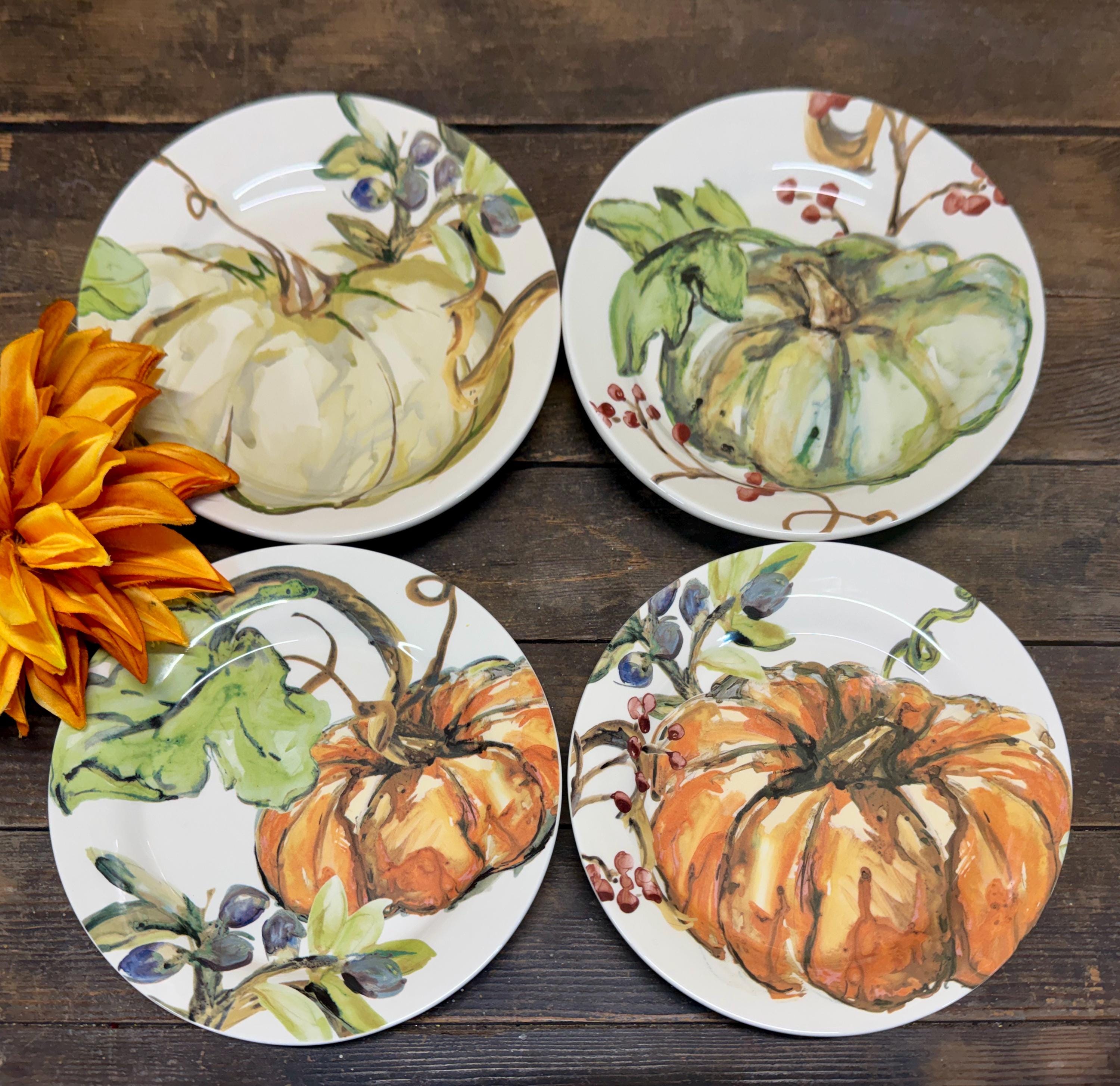 Pottery Barn China - Watercolor Pumpkin - Salad Plates