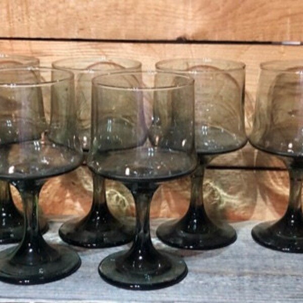 Libbey SMOKE IMPROMPTU Pedestal Rocks - Smokey Gray - Set of 6