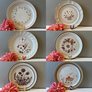 Pick Your Patterns - Choice of Vintage Stoneware Dinner Plates / Create Your Own Set - Browns